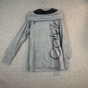 Calvin Klein Performance Off Shoulder‎ Sweatshirt Hoodie Gray Comfy Relaxed